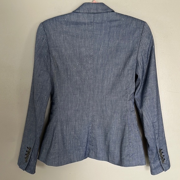 Express Notch Collar One Button Blazer - Blue Linen Blend - 0 - Picture 7 of 13